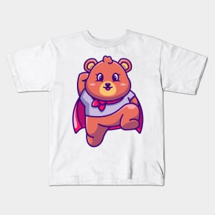 Cute super hero bear jumping cartoon Kids T-Shirt